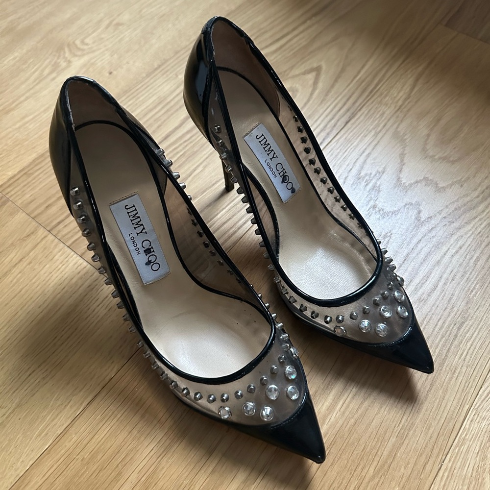 Jimmy Choo Black Studded Heels